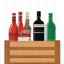 Icona di una cassa di legno con prodotti italiani.